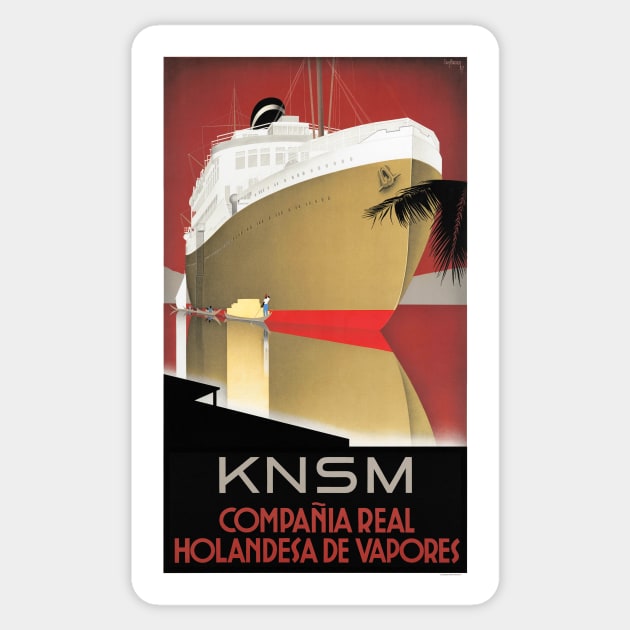 Vintage Travel Poster The Netherlands KNSM Sticker by vintagetreasure